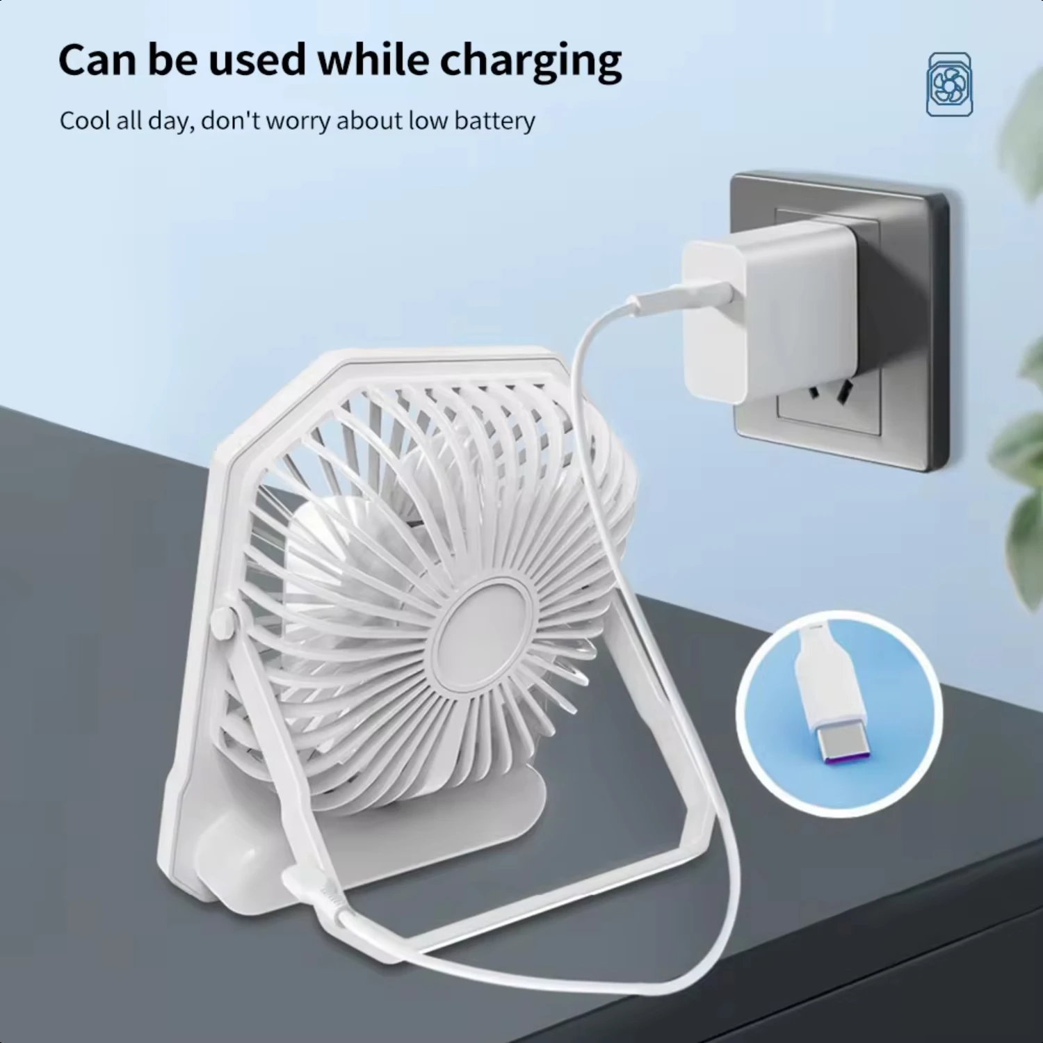 Portable Mini Fan USB Rechargeable Office Cooling Fan - Low Noise, High Air Volume