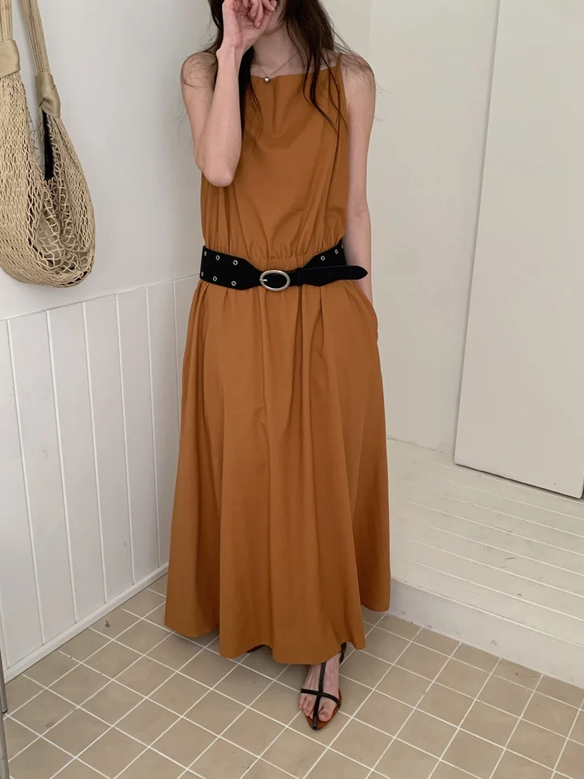 Alien Kitty Solid Slip Dress Women Summer Elegant Casual 2025 Vintage High Street OL Minimalist Daily Loose Maxi Vestidos