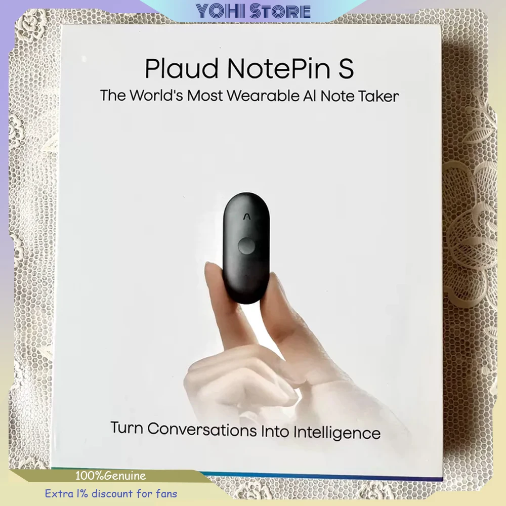 Plaud NotePin S International Edition Wearable AI Voice Recorder Compact and Portable Voice-to-Text for Ideal for Meeting Notes