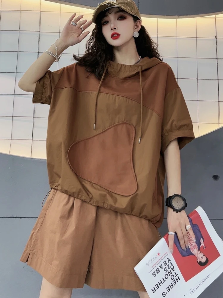AmaxluluE Summer Fitness Tops Women Fashion Hooded Loose Tshirts Ladies Casual Classic Vintage Cotton Clothes Luxury Streetwear view 5