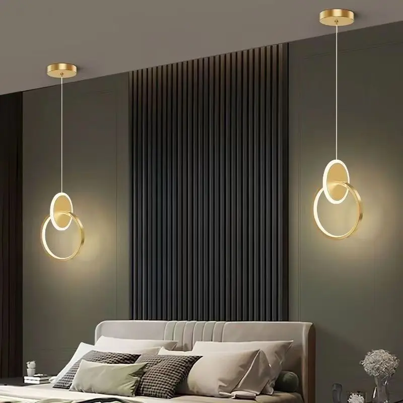 Modern LED Room Decor Indoor Lighting Bedside Living Room Circle Acrylic Hanging Lamps for Ceiling Pendant Light Chandeliers