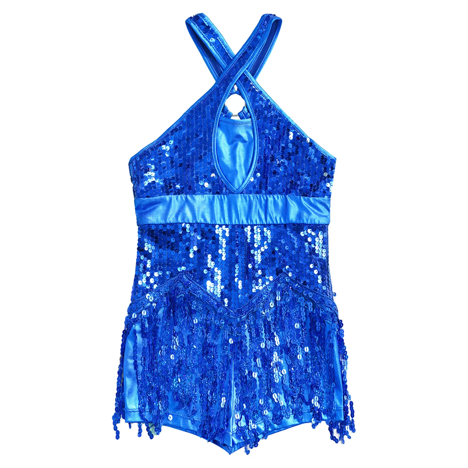 Robe de danse de ballet à paillettes pour enfants, justaucorps à licou pour adolescentes, olympiques de danse moderne, Jazz, Jazz, Latin, Salsa, Samba, Régions ba