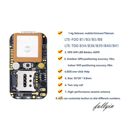 [Только для батарей 3.7V] Миниатюрная плата GPS-трекера ZX908 4G, локатор для транспорта/человека, Wi-Fi, Beidou, требуется пайка, без USB-питания