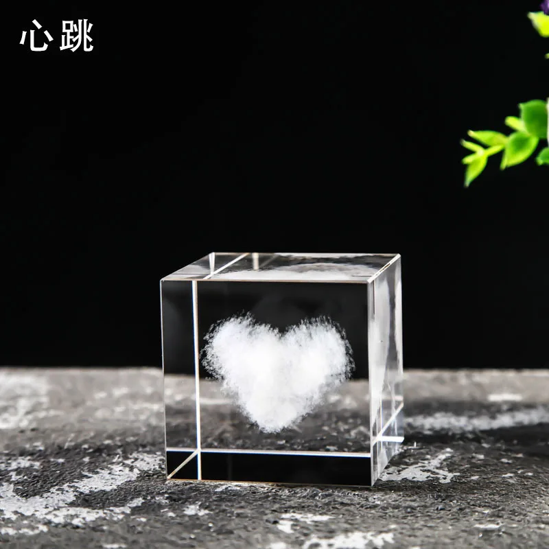 Creative 4cm Rain Clouds Raindrop Cloud Square Crystal Ornaments Heart Shape Home Office Decor Birthday Valentine's Day Gifts