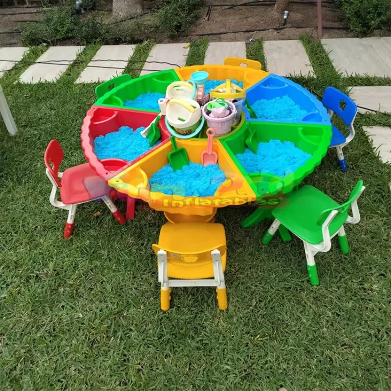 Children's game table and chair set Party color DIY safety plastic table and chair set Children's game furniture