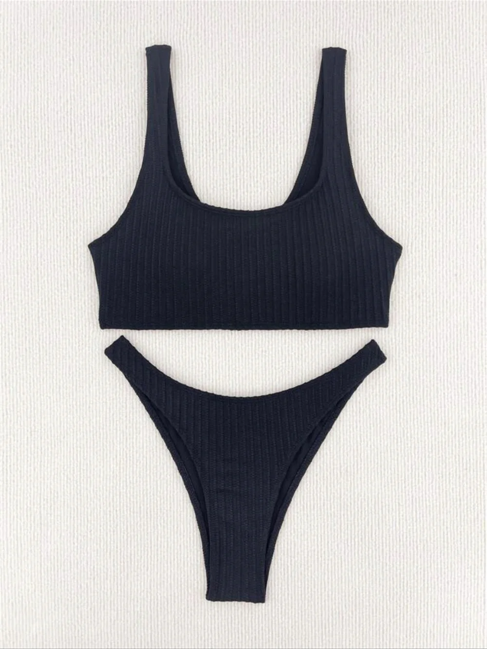 Sexy Rippen Tankini Push-Up Bikini Set HighWaist Bademode Y2K Badeanzug Frauen Urlaub Outfit Strand Badeanzug Bikinis De Mujer