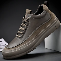 2024 Men Casual Shoes Brand Genuine Leather Fashion Mens Loafers Moccasins Breathable Slip on Retro Driving Shoes Men Sneakers