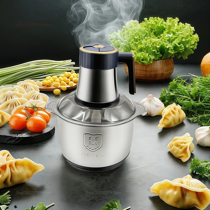 Electric Meat Grinder 5L Food Crusher Stainless Steel Multifunction Vegetable Slicer Processor Chopper Kitchen Blender
