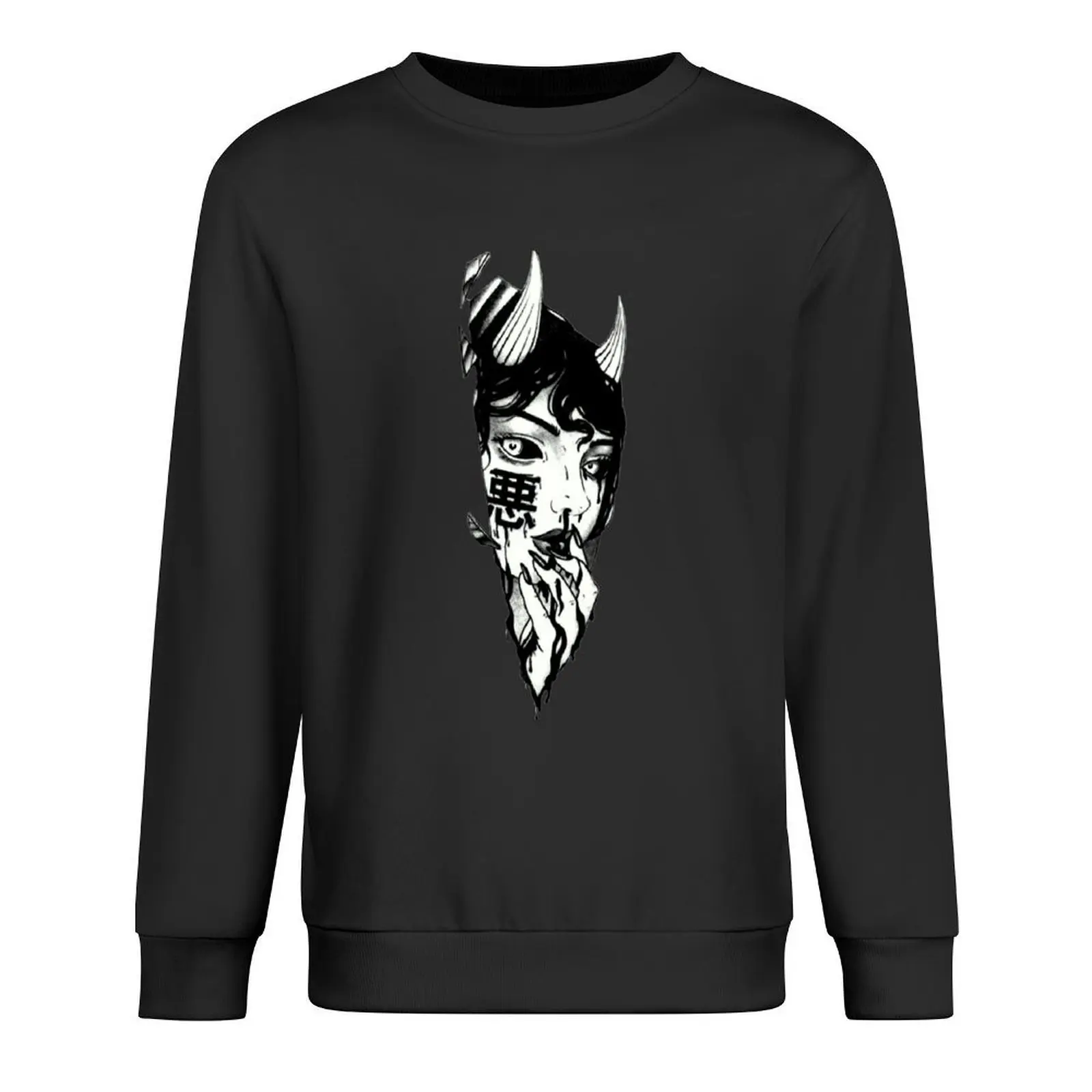 

Evil Girl Japanese Cyberpunk Black and White Pullover anime clothing mens clothing hooded sweatshirt