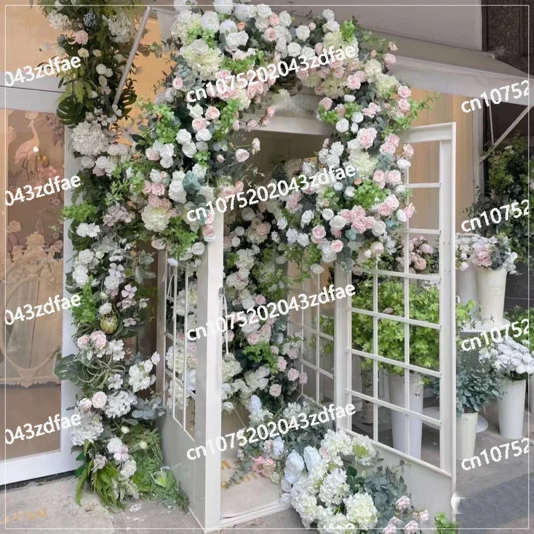 Retro White Phone Booth Wedding Decor Wedding Props White Telephone Booth with Artificial Flower