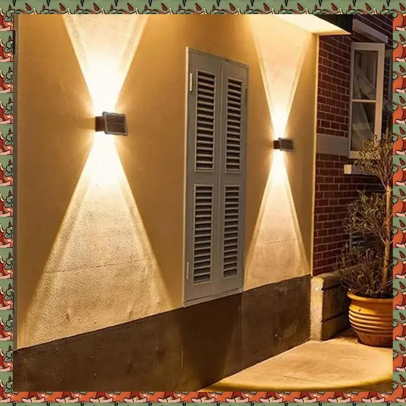 

ABLQ Solar Outdoor Wall Light Waterproof Garden Decor Lights Up Down Light Wall Waterproof External Wall Washer Solar Lamp