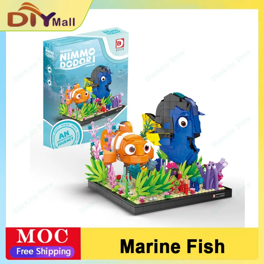 

886PCS Marine Animal Building Blocks Set Small Particle Aquarium Model DIY Ocean Landscape Puzzle for Kids Adults