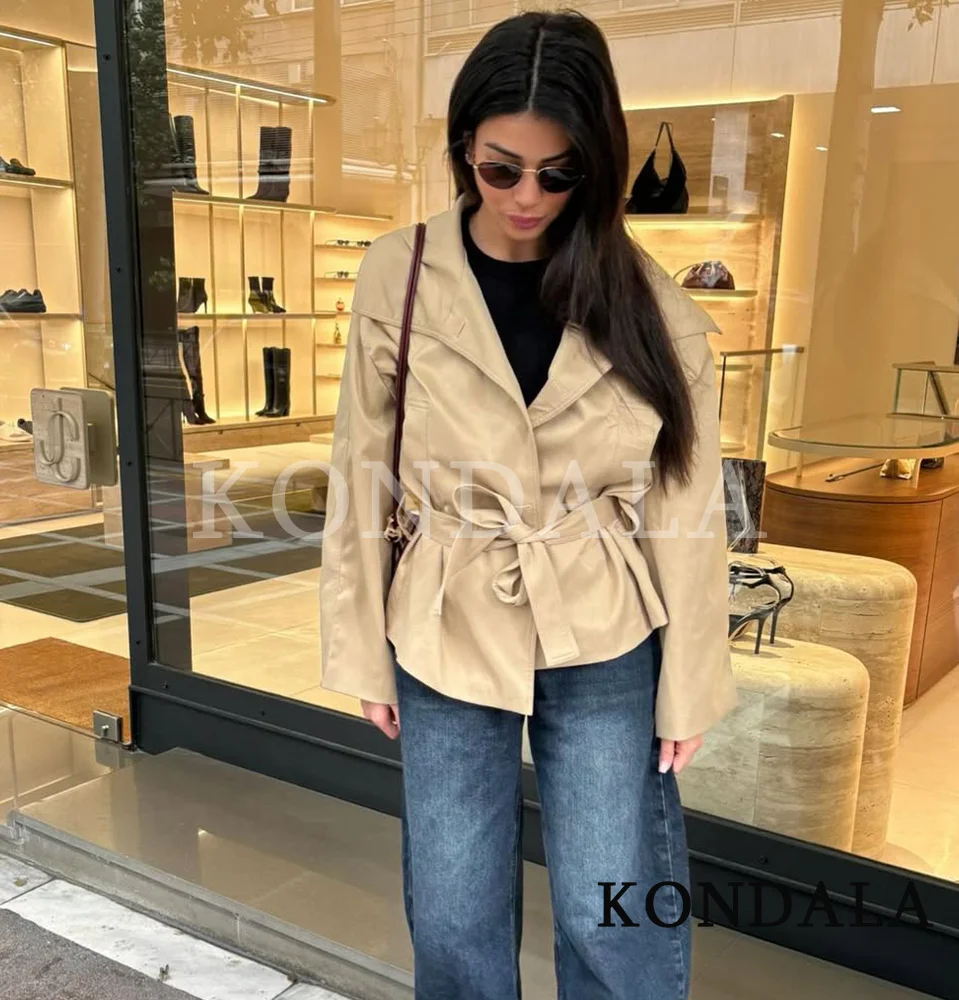 KONDALA Trendy Pendelriem Trenchcoat Jas Dames Casual Chic Button Jacket 2026 Lentemode High Street Minimalistische Jas