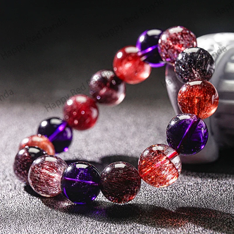 Natural blackcurrant bracelet purple hair crystal mica gold strawberry black super purple super crystal