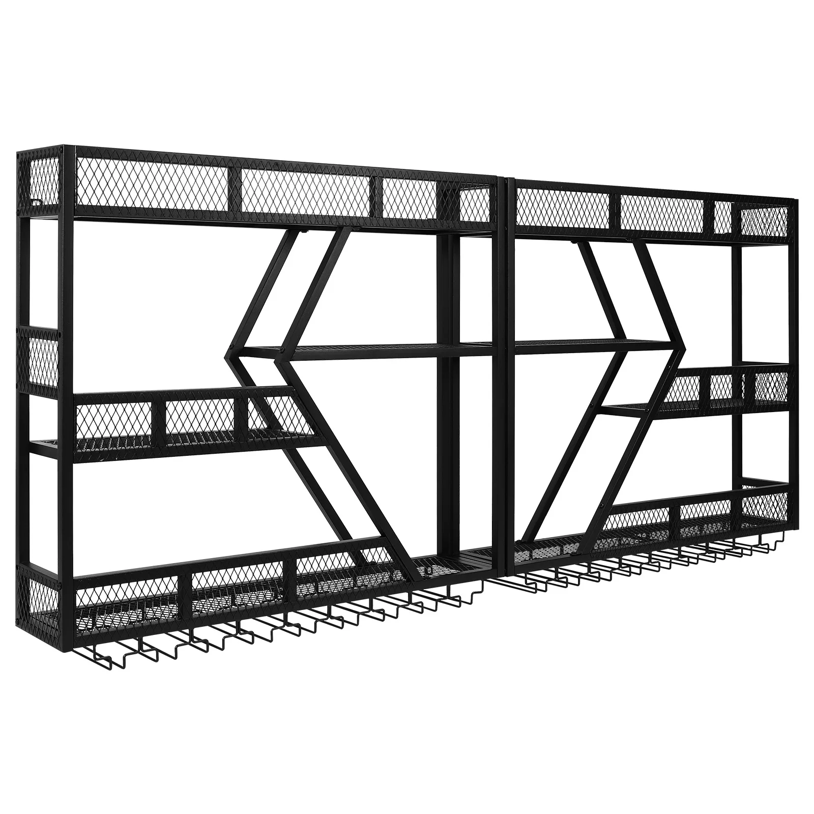 

Metal Wall Mounted Wine Storage Organizer with Anti-Drop Crossbar Wine Bottle Display Holder for Kitchen Dining Room