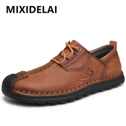 Nowe duże rozmiary męskie buty Split Leather Men Casual Shoes Fashion Najwyższej jakości mokasyny do jazdy Slip On Loafers Men Flat Shoes