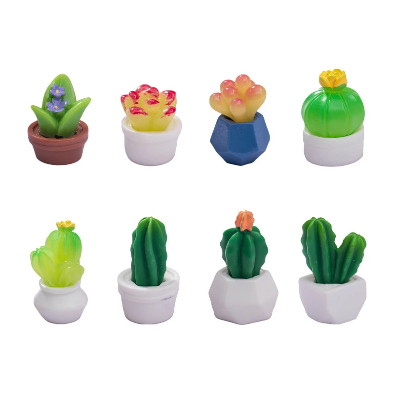 1Pc 1:12 Dollhouse Miniature Resin Potted Plant Toy Figurine Dollhouse Home Desktop Decoration Plant Accessories Gifts for Kids