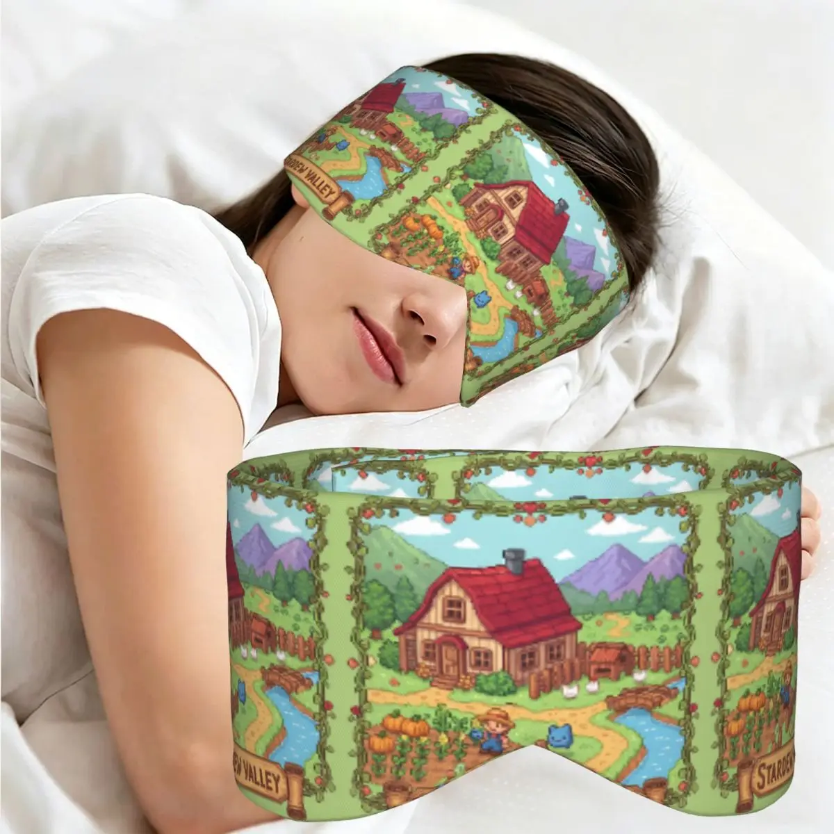 Stardew Valley Video Gamer Classic Pixel Art sleep mask Portable Eye Cover for Girls Boys Home Sleeping Party Eyeshade eyepatch
