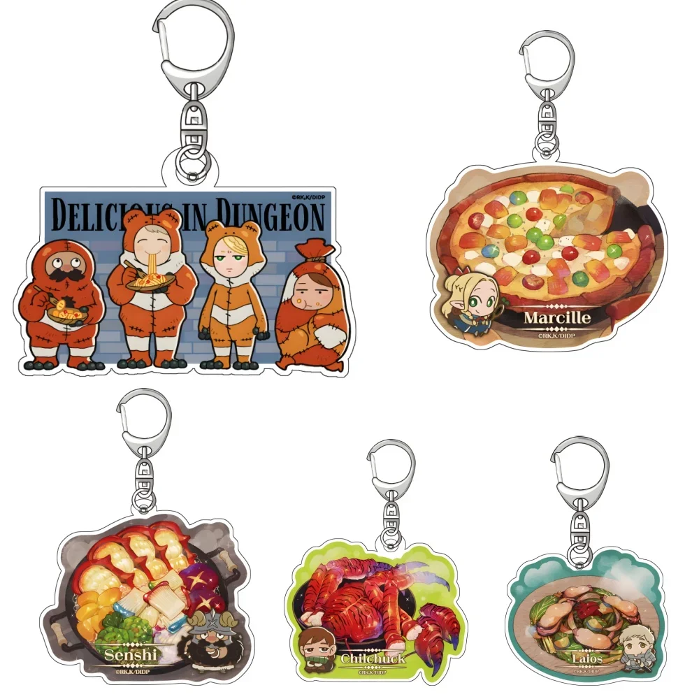 Anime Delicious in Dungeon Marcille Laios Senshi Chilchuck Falin 6cm Acrylic Key Ornament Adornment Keychains Anime Accessories