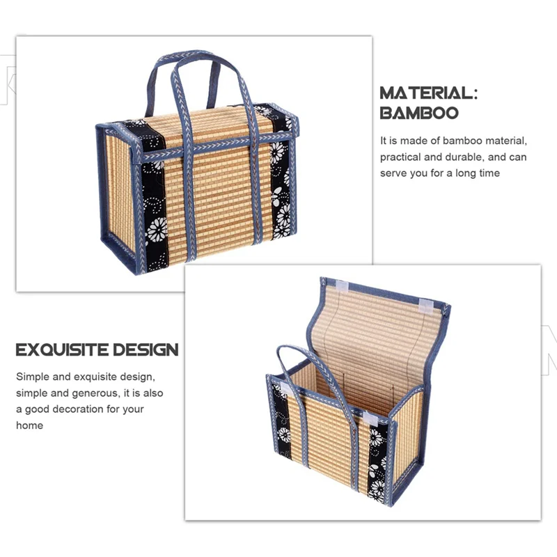 Cesta de regalo de bambú para Picnic, cesta de almacenamiento tejida a mano, organización al aire libre