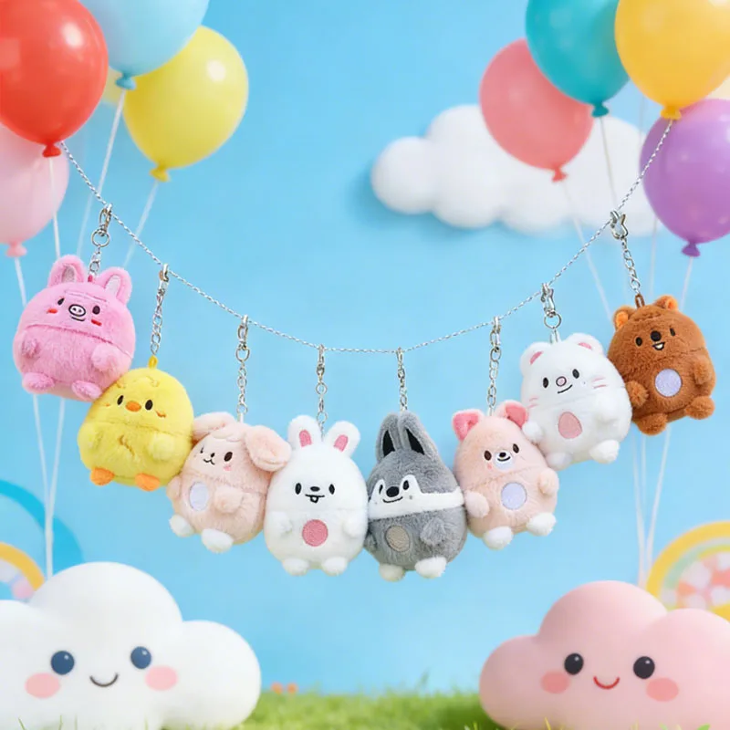 Straykids Schlüsselanhänger Egg SKZOO Kaninchenfell Mini-Plüschtier Han Zhicheng Lee Bit Felix Anhänger Kopo Fan-Merchandise Dekoration Geschenk