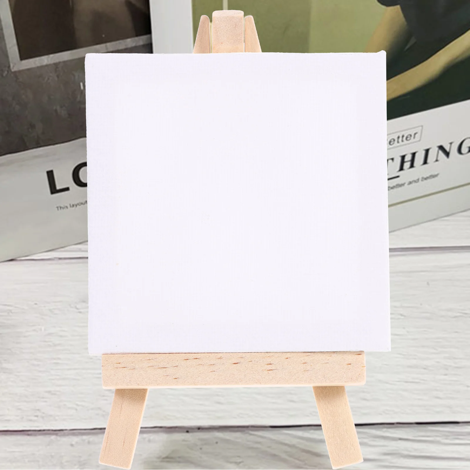 6Sets Mini Canvas Easel Set White Blank Art Boards Wooden Oil Paint Easy Color Impervious True Colors Mini Canvas Easel Set - Image 2