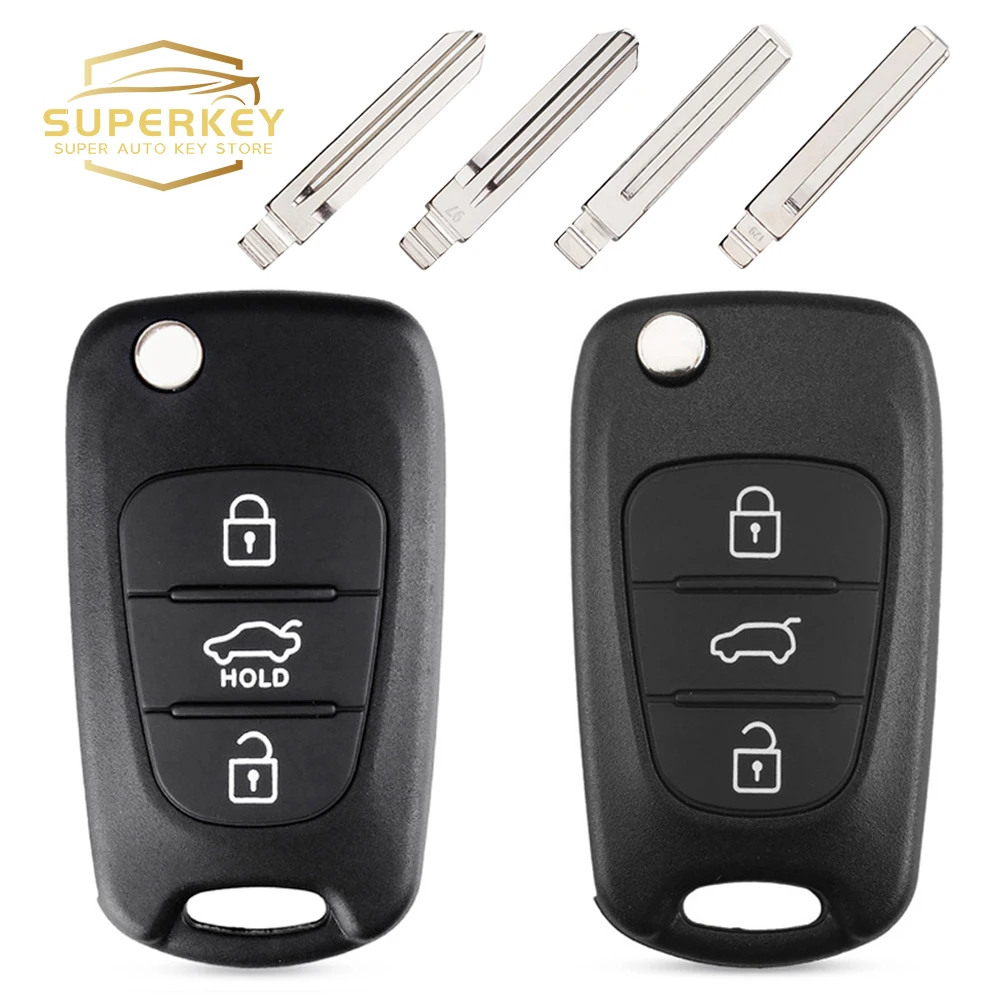 SUPERKEY Flip Remote Car Key Shell Case 3 Buttons For Hyundai I20 I30 IX35 I35 For Kia K2 K5 Rio 3 Picanto Ceed Cerato Sportage