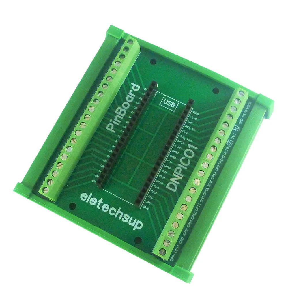 DIN Rail Mount Screw Terminal Block Adapter GPIO Expansion Module for Raspberry Pi Pico RP2040 MCU Development Board