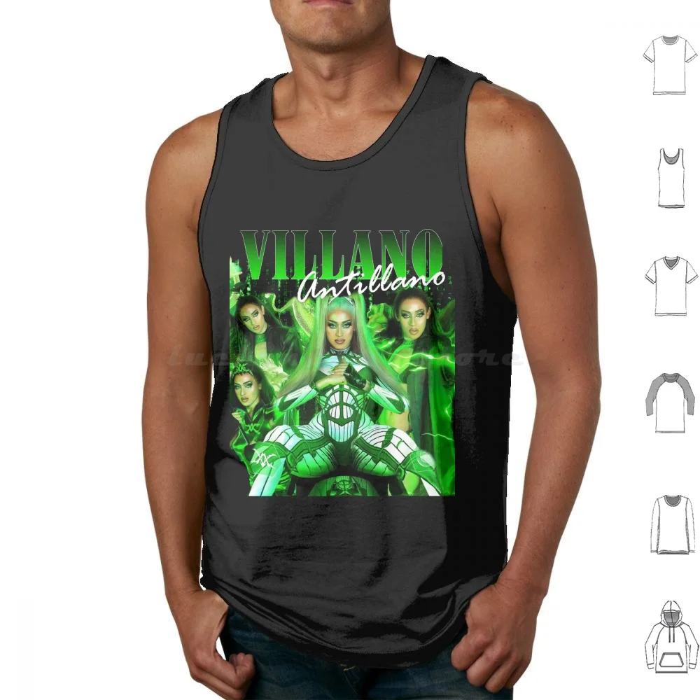 Villano Antillano Camisetas sin mangas Estampado Algodón Villano Antillean Villano Bizarre Música Trampa Rap Puerto Rico Sesión Matrix Verde