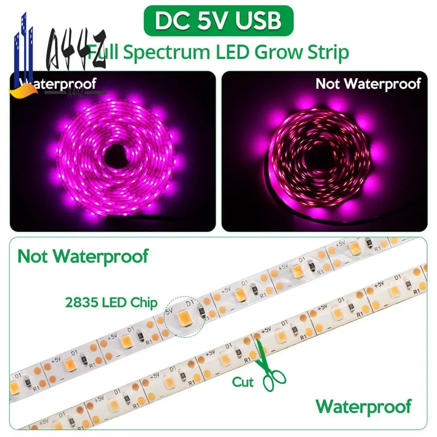 

A44Z-LED светильник для выращивания растений, полный спектр, 5 В, USB-светильник для выращивания растений, 2835, светодиодные фитолампы для выращивания растений, теплицы, гидропоники