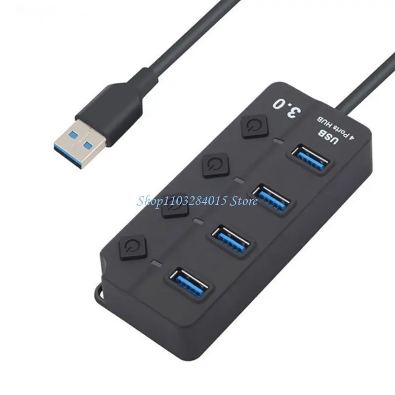 R6FF Multifuncional Hubs expansión USB3.0 Splitter 4 puertos y cable 26 para configuraciones PC