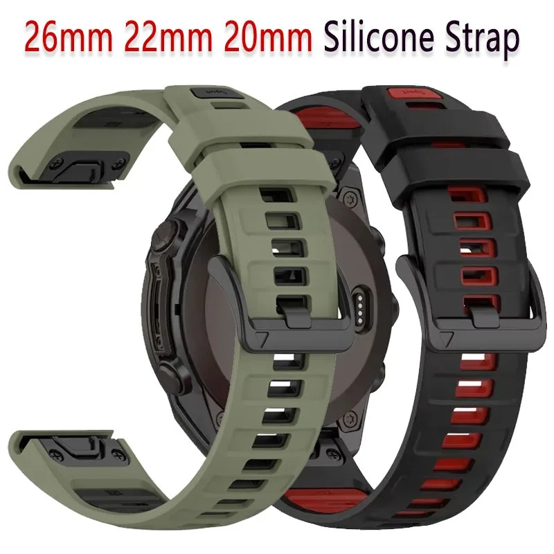 26mm 22mm 20mm Silicone Strap For Garmin Fenix 8/7/6 Tactix8 Official Quick Fit Bracelet  Band Forerunner 965/970 Quatix 8 Belt