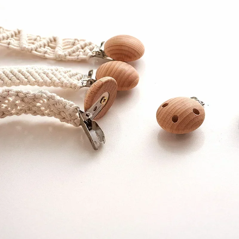 Vintage simples crochê chupeta corrente para recém-nascido dentição chupeta mastigar manequim clipes feitos à mão bebê algodão borla chupeta