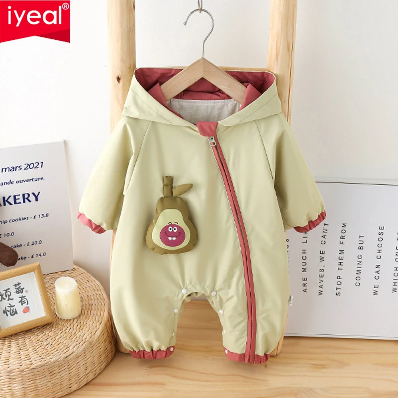 IYEAL Baby Jumpsuit Jacket Autumn New Super Cute Baby Outdoor Clothes, One Year Old Baby Hooded Jacket Jumpsuit