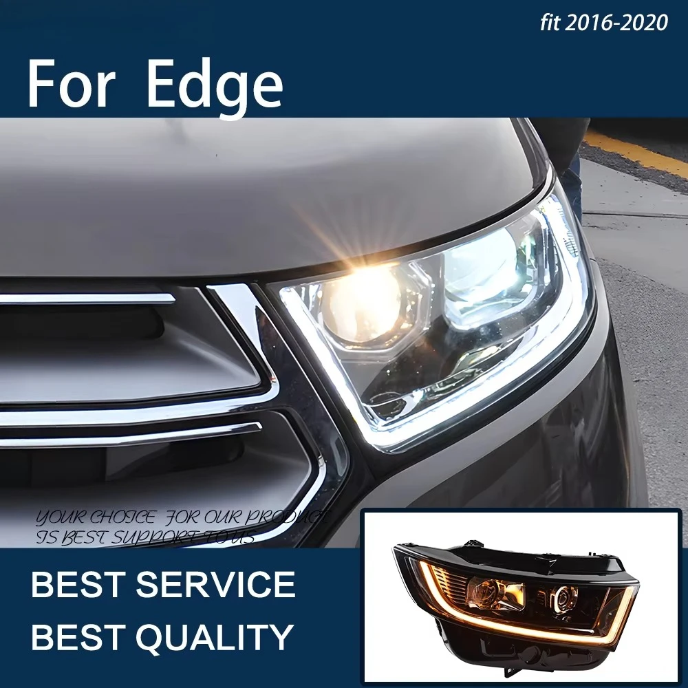 Car Lights for Edge 2016-2020 LED Auto Headlights Assembly Upgrade High Configure Hawkeye Design Bicofal Lens Tools Accessories