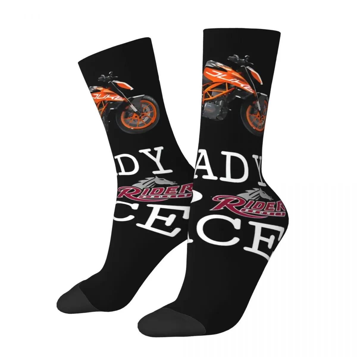 

Retro BIKE T SHIRTS Men's compression Socks Unisex Ready To Race Harajuku Seamless Printed Novelty Crew Sock