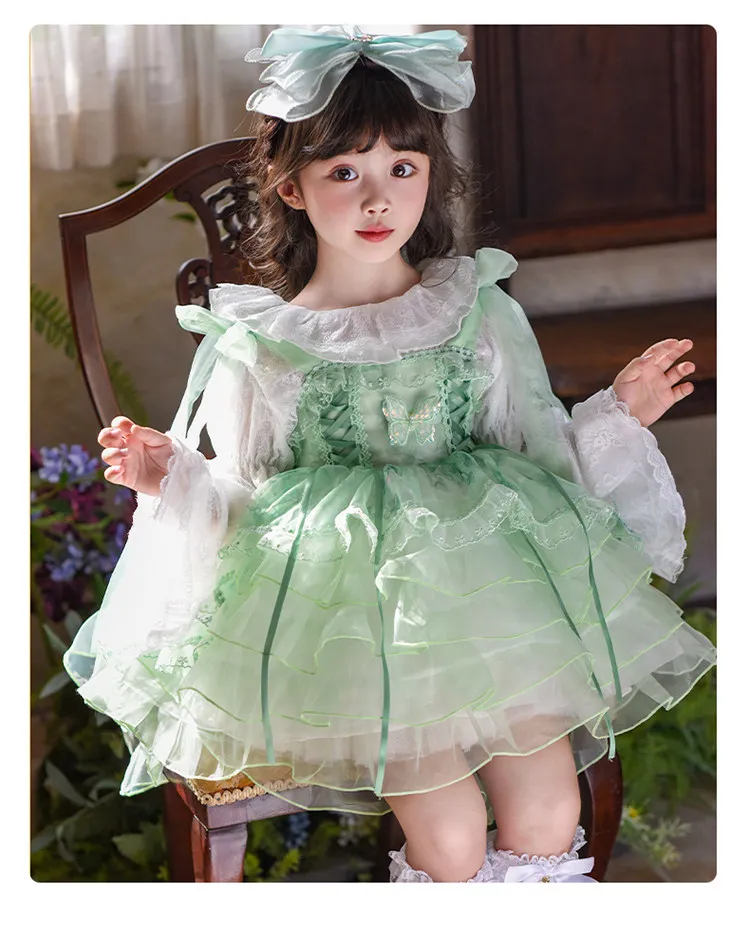 Handgefertigtes Neues Blumenmädchen Lolita Prinzessinnenkleid Mädchen Schmetterling Feenkleid Kinder Geburtstag Party Hochzeit Boutique Qualität Anzug – Detail 3
