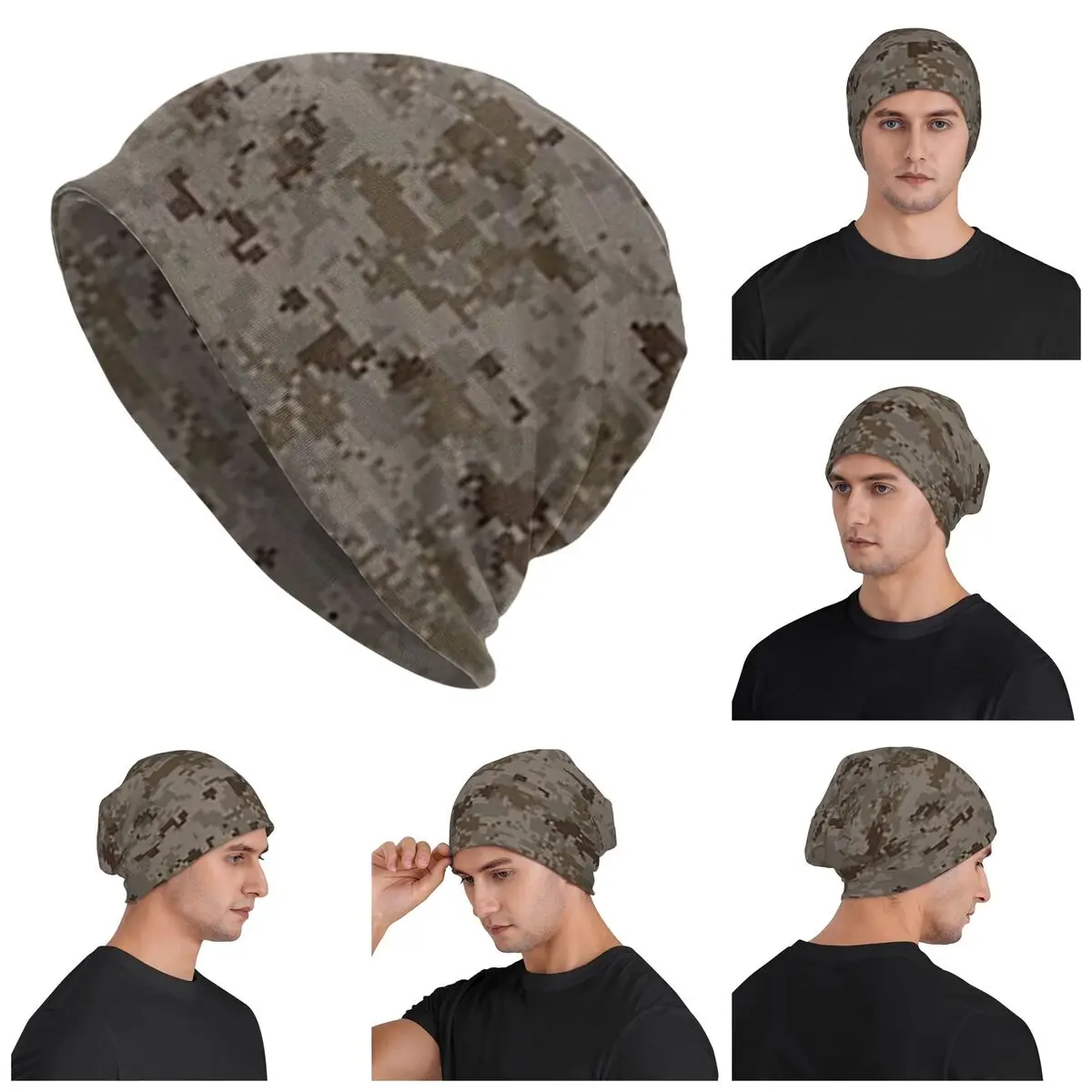 Desert Digital Camo Men Women Adult Beanies Caps Knitted Bonnet Hat Warm Hip Hop Autumn Winter Outdoor Skullies Hats