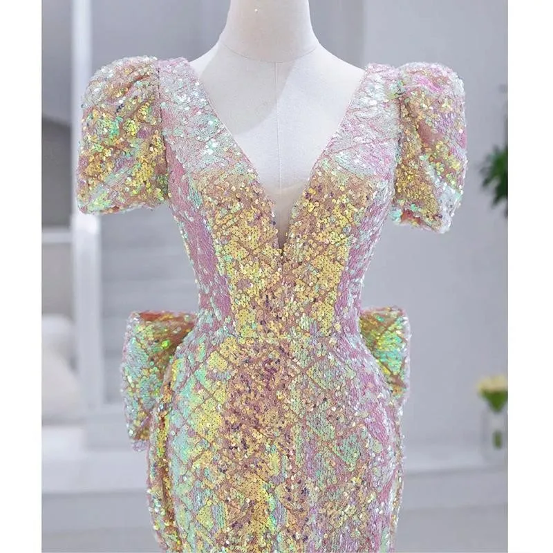 Sequined Fishtail Banquet New Slim Temperament Host Small Size Dress