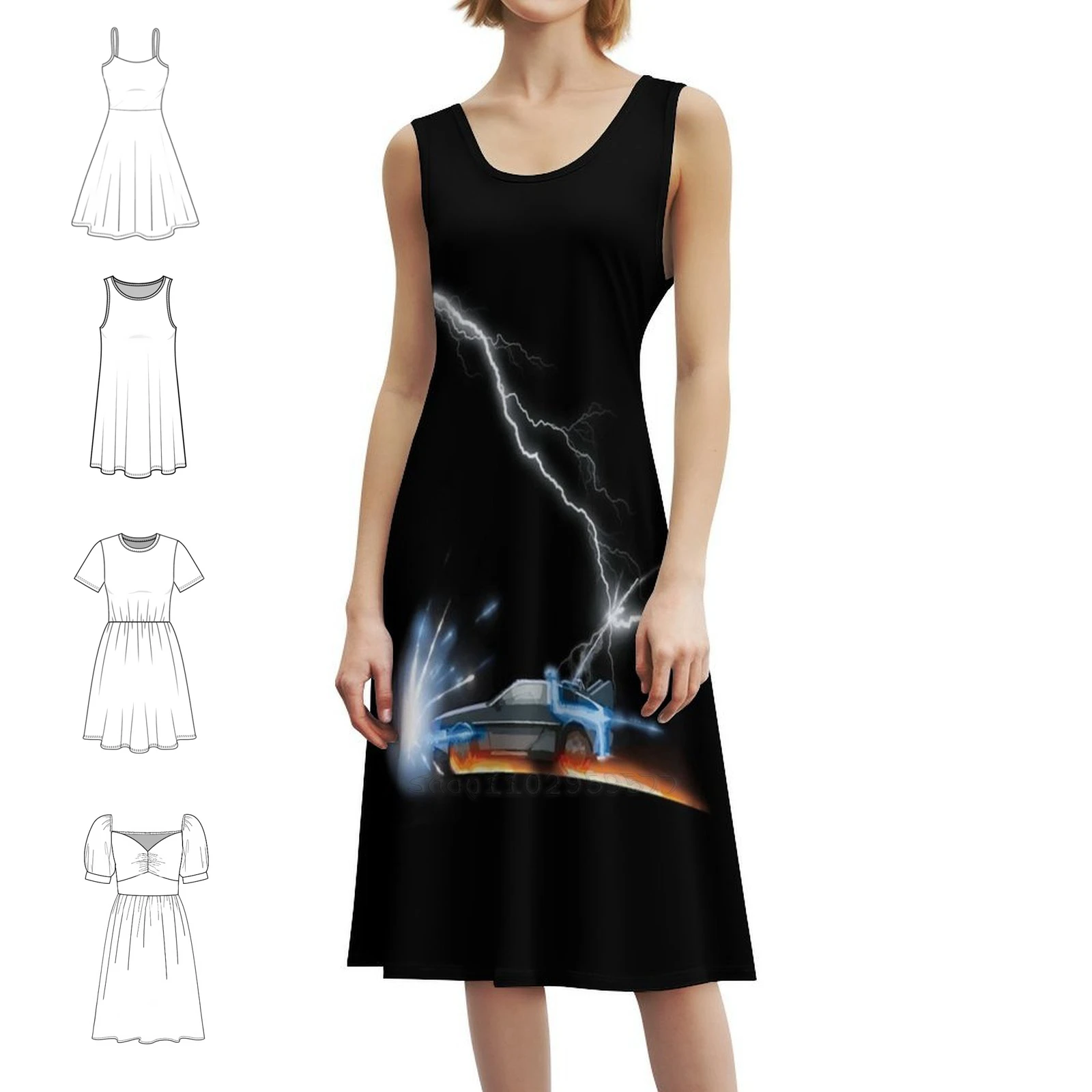 العودة إلى المستقبل-العودة إلى المستقبل فستان عطلة مثير للنساء فستان قصير لحفلات الشاطئ وأعياد الميلاد العودة إلى الوقت المستقبلي #1