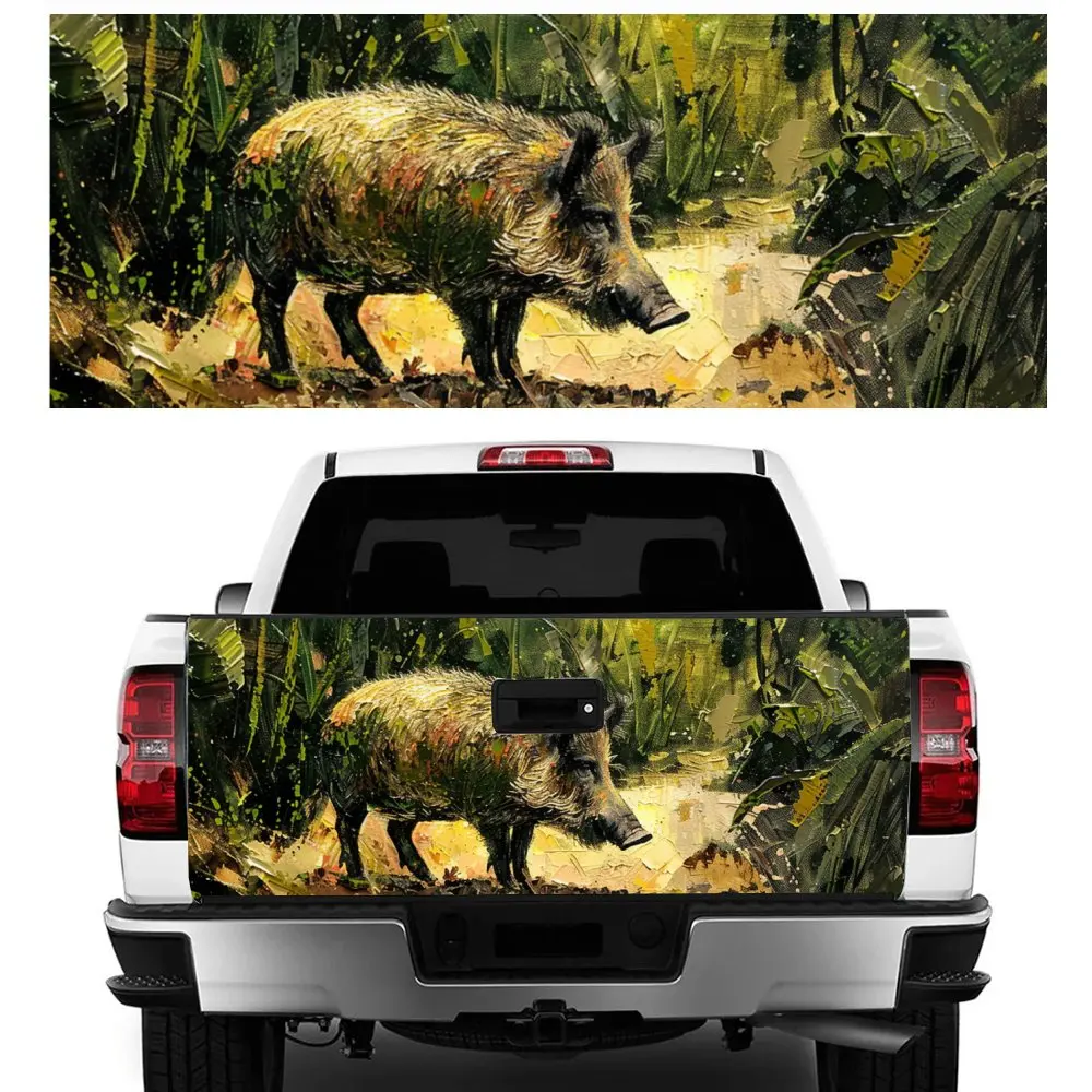 

Wild Boar Walking Under Banana Tree Car Tail Trunk Protect Vinly Decal Auto Accessories DIY Hood Sticker for Off-road Pickup
