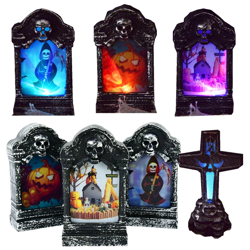 

Halloween LED Tombstone Lights Glowing Tombstone Grim Reaper Pumpkin Lights For Halloween Garden Decor Lamp Haunted House Props