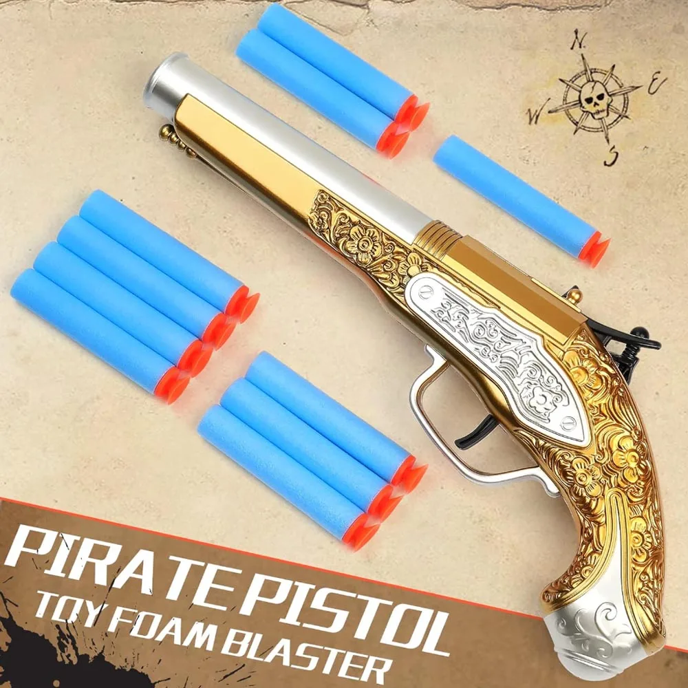 Golden Pirate Toy Gun Soft Foam Bullets Cosplay Pirate Toys Dress Up Dropshiping