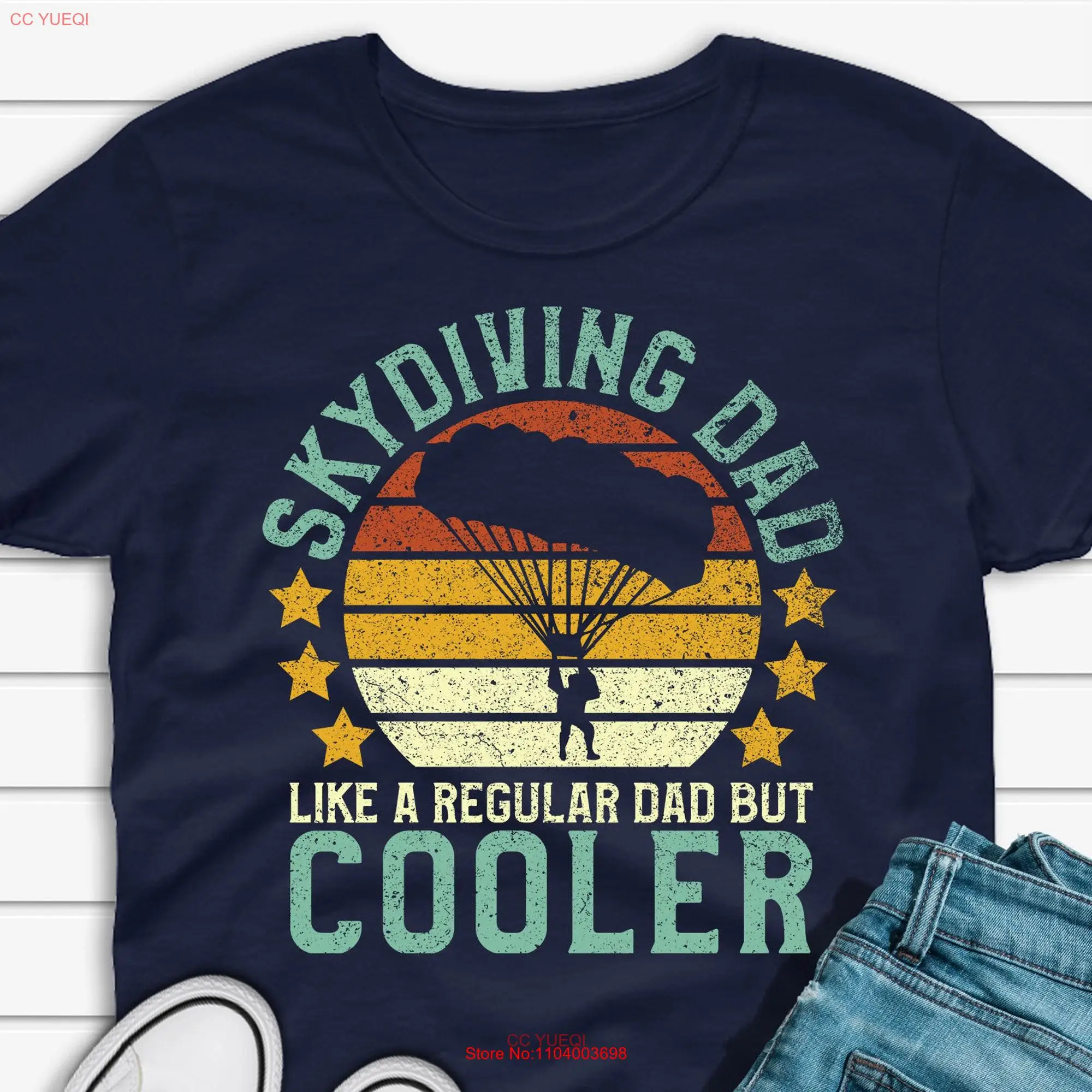 Parachutespringen Vader T-Shirt Grappige Vintage Skydiver Vaderdag Skydive Instructeur Parachute Voor Mannen Lange Of Korte Mouwen