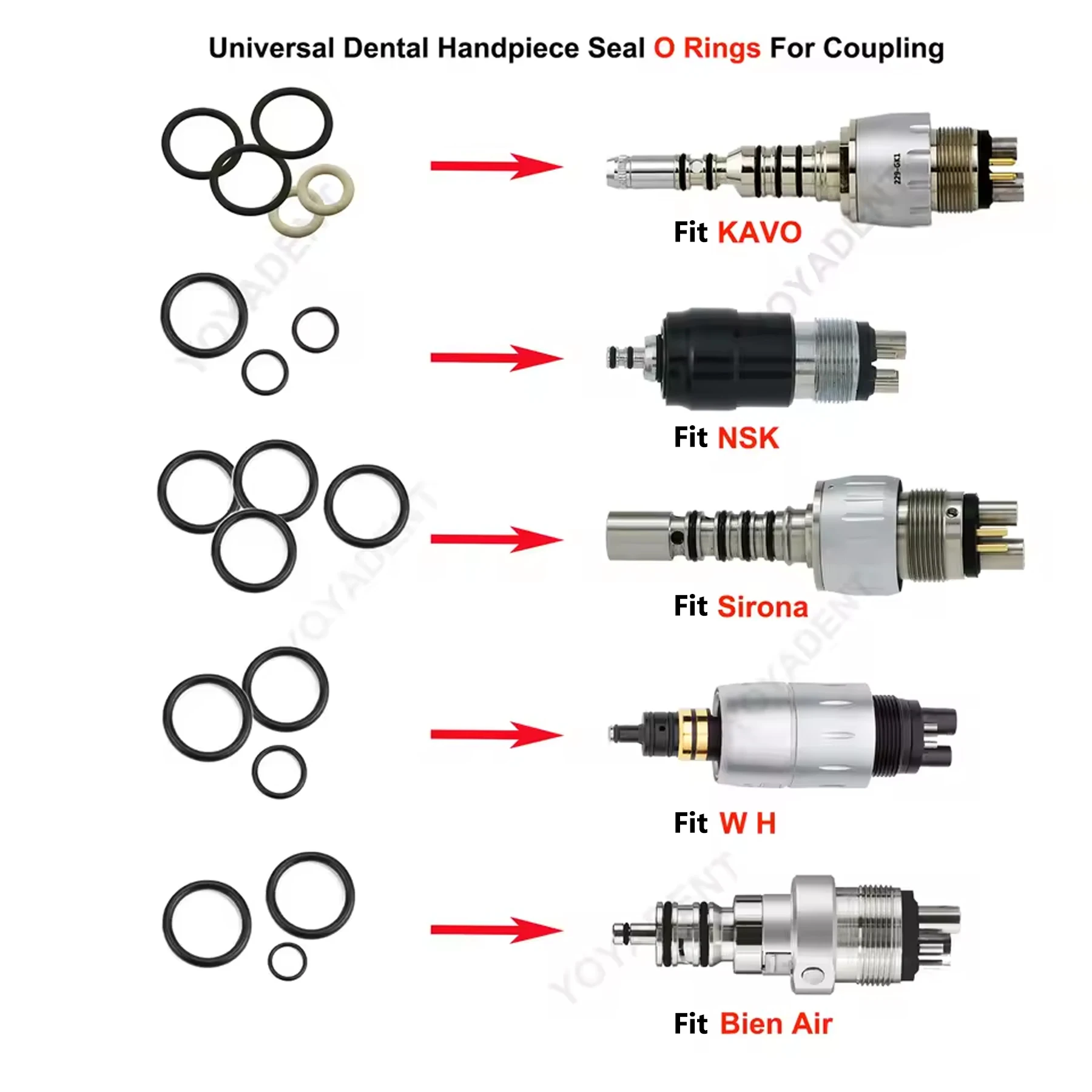 

Dental Handpiece Coupler Seal O Rings For W-H Kavo Multiflex NSK SIRONA Bein-Air Coupling Anti-Oil Autoclavable Universal