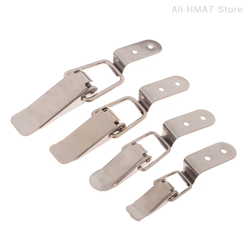 1 Set Cabinet Door Metal Clasps 90 Degree Box Closure Lock Duck-mouth Buckle Hook Spring Loaded Draw Toggle Hasps Clamp