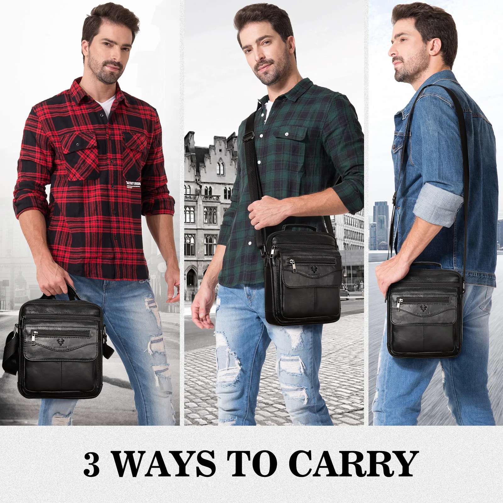 Shoulder Bag for Men Genuine Leather Man Bag Man Purse Crossbody Bags for Men Handbag Bag Messenger Satchel Travel bag