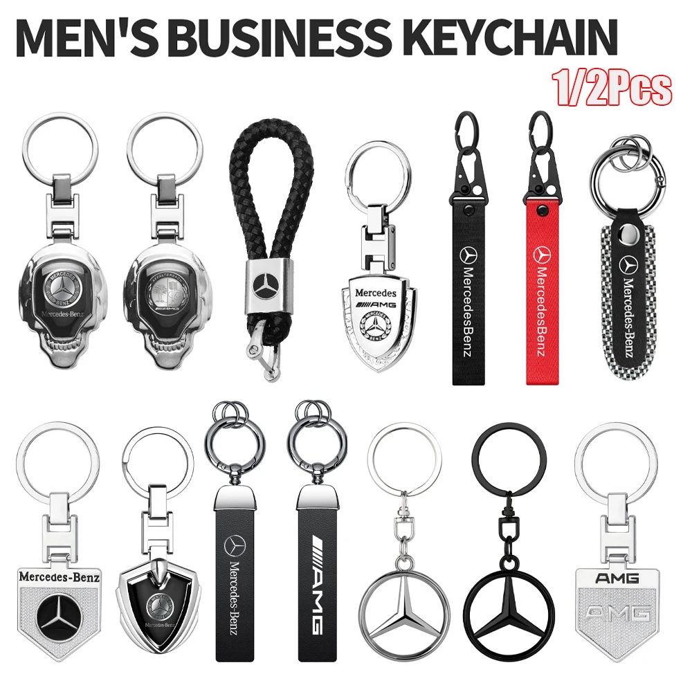 Metal/Leather Keychain Hand-Woven Key Rope Key Ring Key Holder For Mercedes Benz AMG W204 W205 W212 W213 W221 W117 W177 GLA GLE