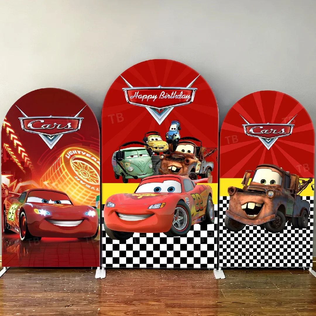 

TB Lightning Mcqueen Red Car Arch Backdrop Cover for Baby Shower Boys Birthday Party Photograph Background Wall Decor Supplies