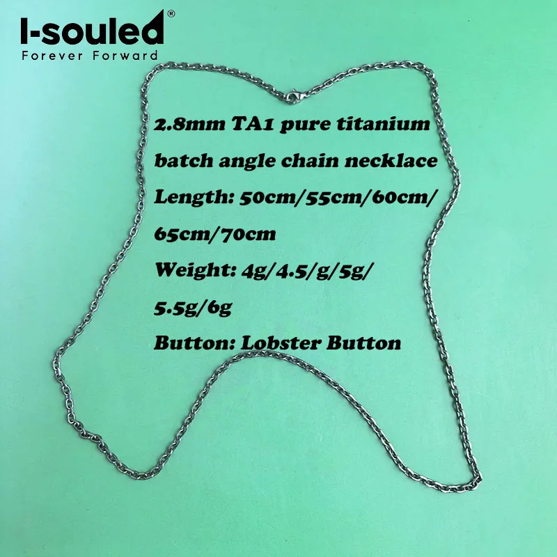 2.8mm TA1 pure titanium batch angle chain necklace, lightweight, waterproof and corrosion-resistant